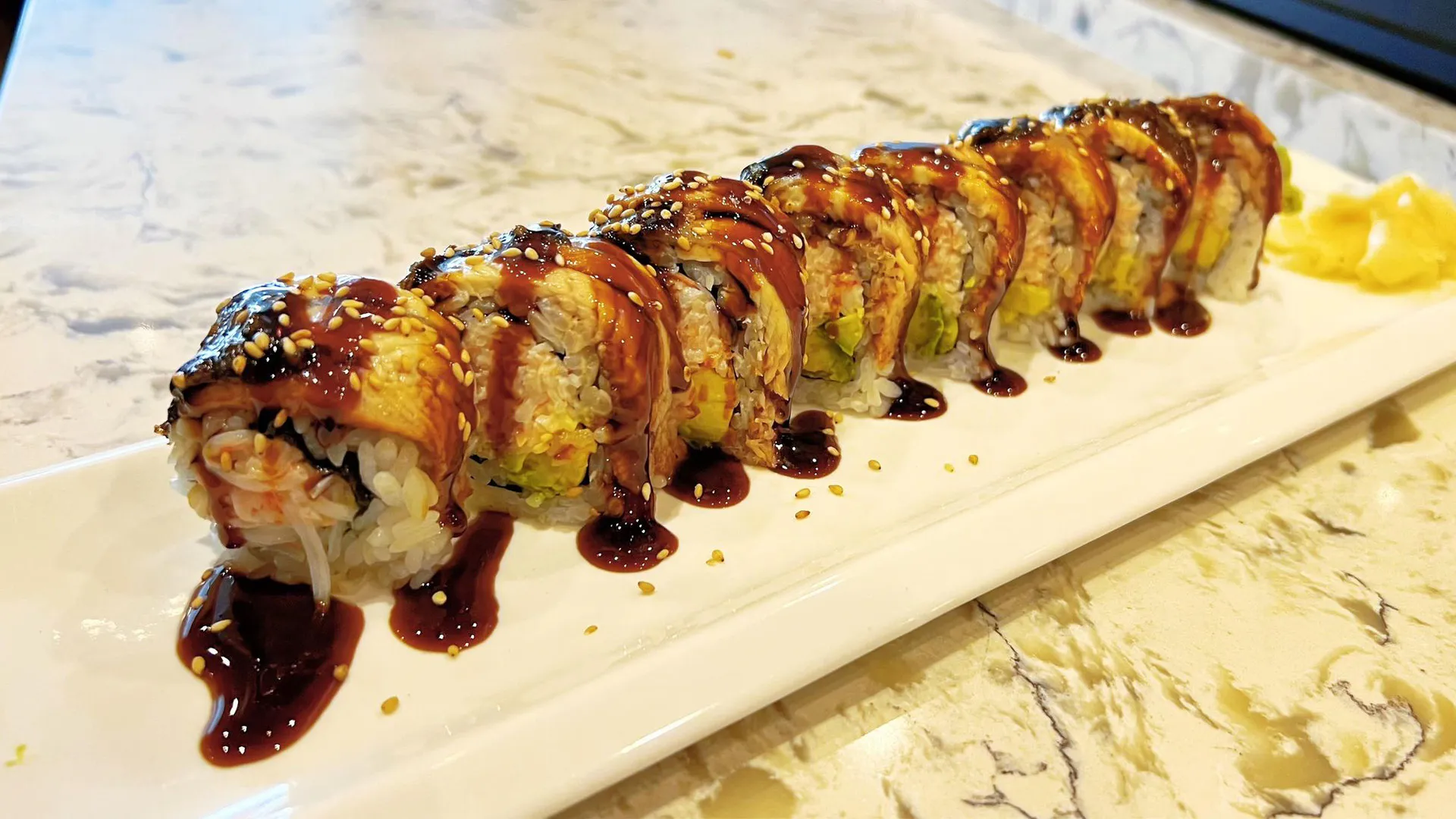 Alligator Maki at Ginger Garden, Chinese Restaurant in Marlborough